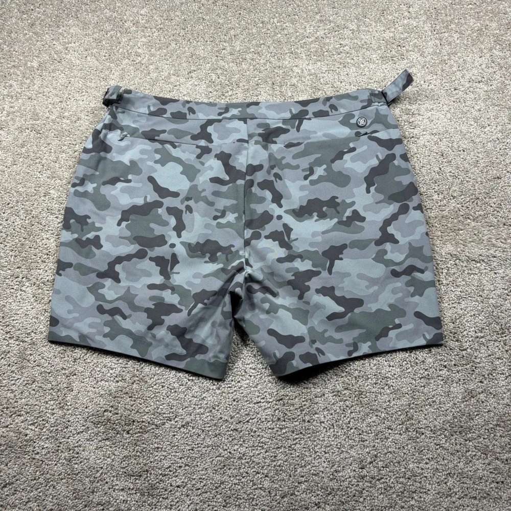 G/FORE Mens Camo Golf Shorts Gray Performance Tech Tab Side Adjusters Size 38